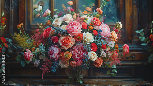 Bouquet precioso y colorido invitacin de bodas photo