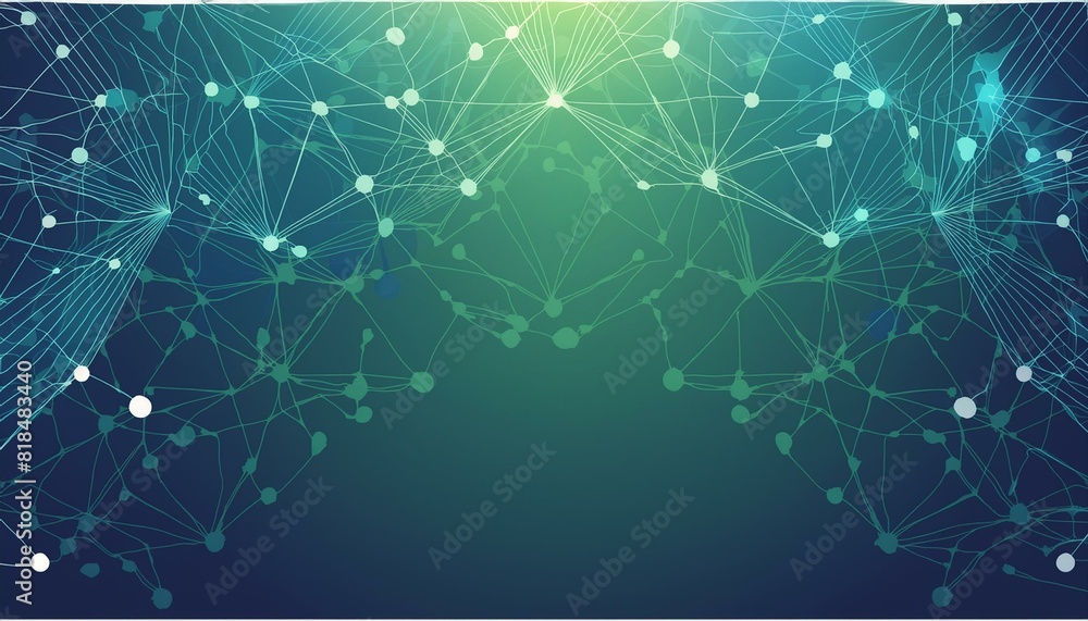 Abstract blue green technology background with a cyber network grid and ...