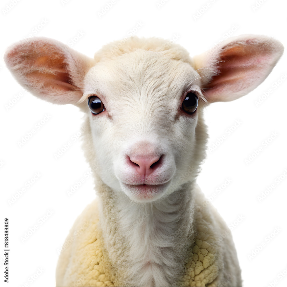 Portrait of a cute baby lamb Isolated on transparent background Portrait of a cute baby lamb Isolated on transparent background