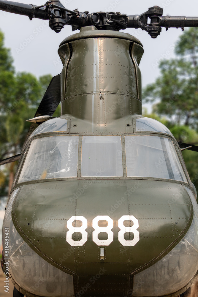 Military helicopter for transport, view of the cabin Military helicopter for transport, view of the cabin