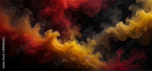 Abstract red golden smoke on black background
