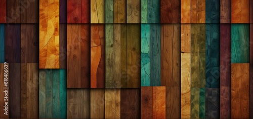 colorful wood texture background, Abstract wood plank or tiles