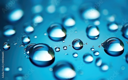 water drop on a blue surface  in the style of contemporary