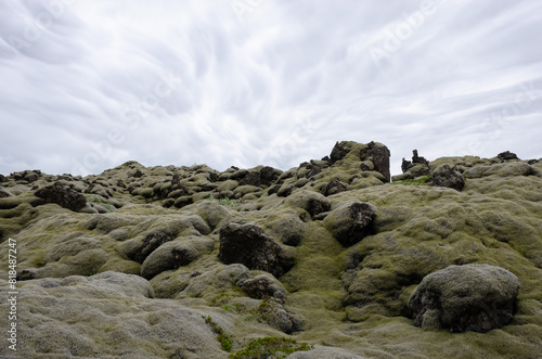 The volcanic features of sothern Iceland with thick moss growing over it