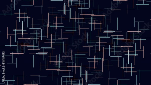 A vibrant, abstract pattern composed of intersecting vertical and horizontal lines in red, blue, and black hues, creating a captivating grid-like arrangement photo