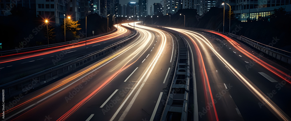 High speed light effect or highway motion light trails abstract background of urban city ai image generative High speed light effect or highway motion light trails abstract background of urban city ai image generative