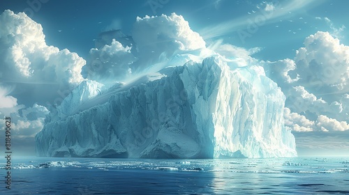 A large ice block is floating in the ocean photo