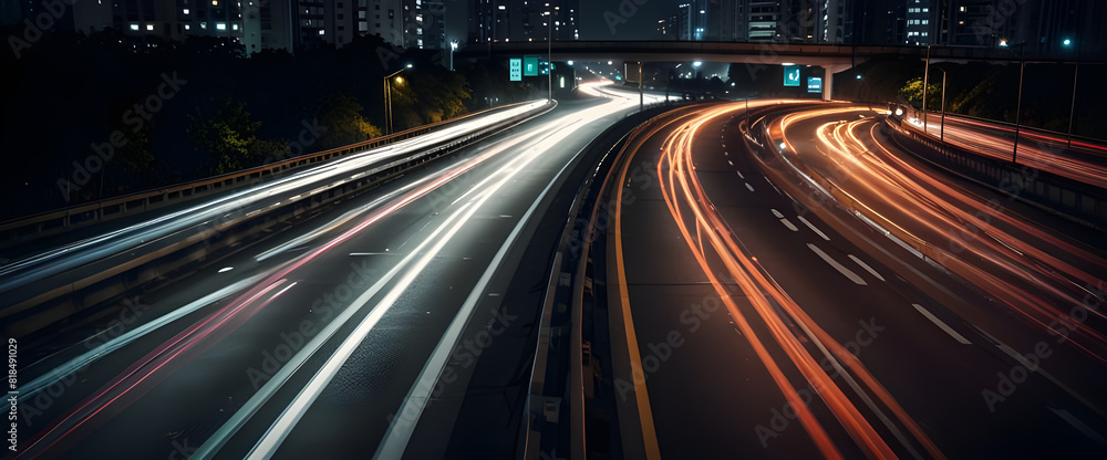 High speed light effect or highway motion light trails abstract background of urban city ai image generative High speed light effect or highway motion light trails abstract background of urban city ai image generative