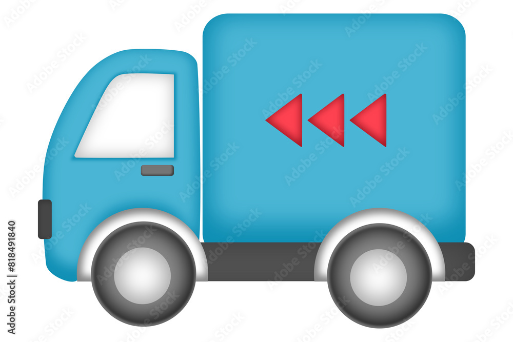 3D illustration of blue delivery truck icon isolated on transparent background. 3D illustration of blue delivery truck icon isolated on transparent background.