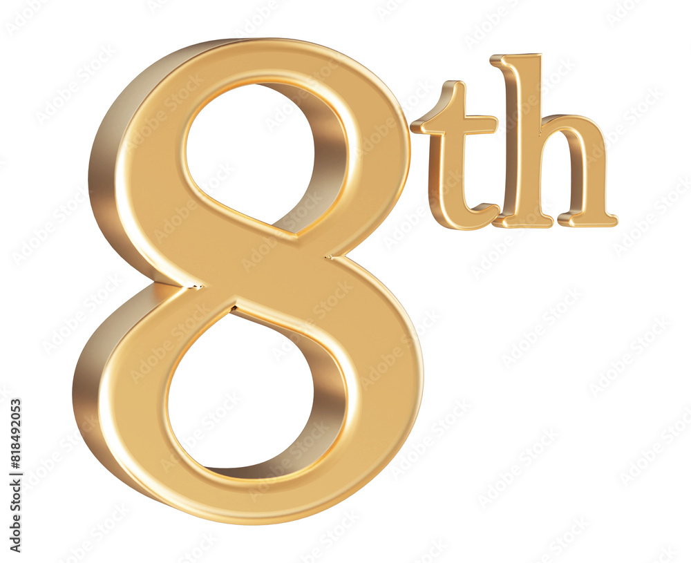 Anniversary 8th year 3d number Gold Anniversary 8th year 3d number Gold