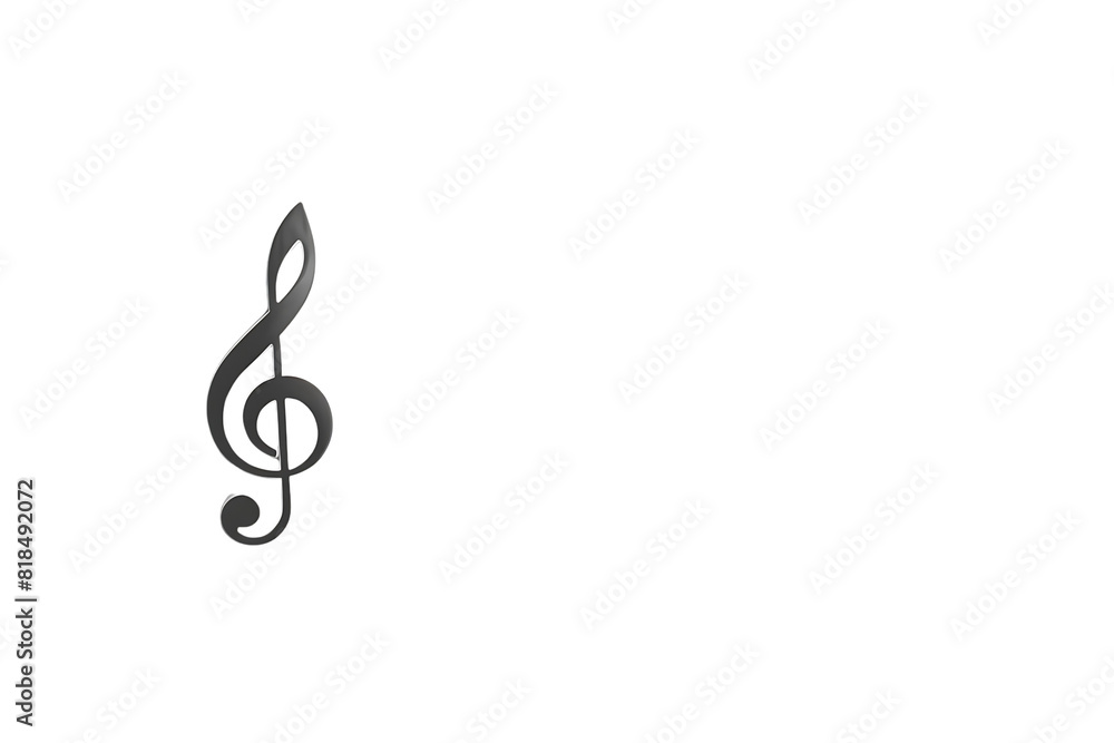 Black Treble clef music note isolated against a solid white background with copy space Black Treble clef music note isolated against a solid white background with copy space