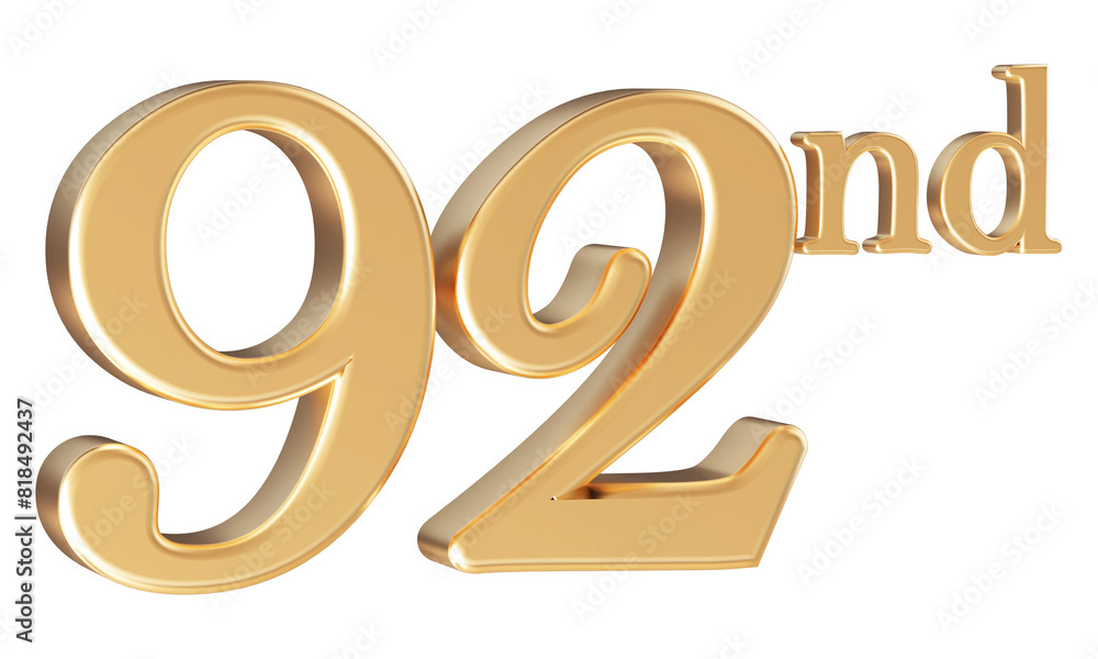 Anniversary 92nd year 3d number Gold Anniversary 92nd year 3d number Gold