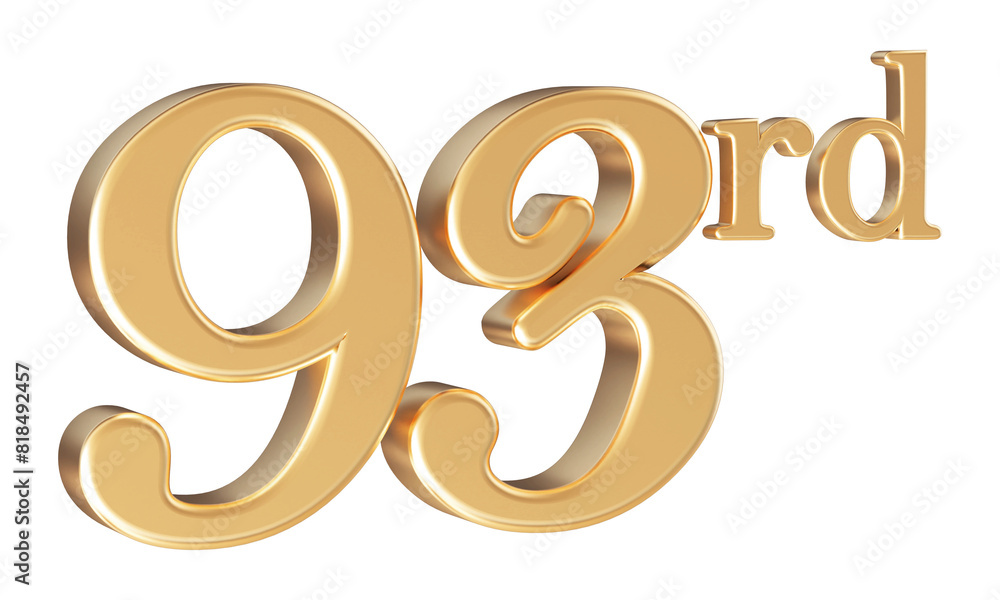 Anniversary 93rd year 3d number Gold Anniversary 93rd year 3d number Gold
