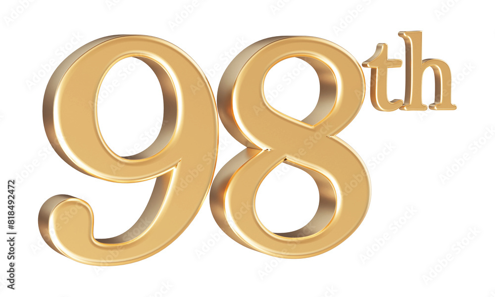 Anniversary 98th year 3d number Gold Anniversary 98th year 3d number Gold