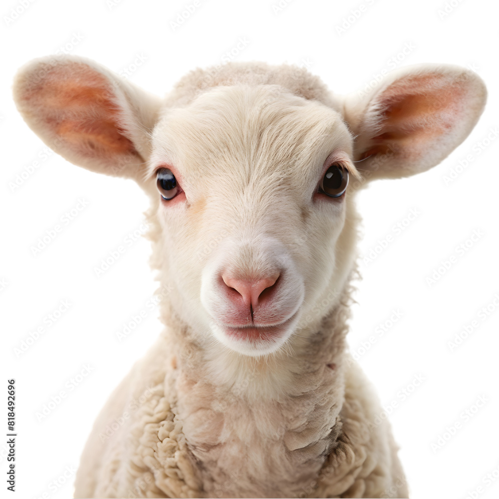 Portrait of a cute baby lamb Isolated on transparent background Portrait of a cute baby lamb Isolated on transparent background