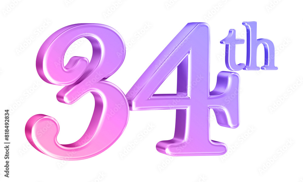 Anniversary 34th year 3d number gradient Anniversary 34th year 3d number gradient