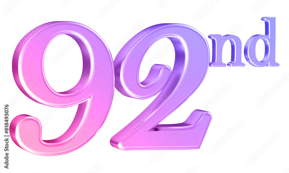 Anniversary 92nd year 3d number gradient Anniversary 92nd year 3d number gradient