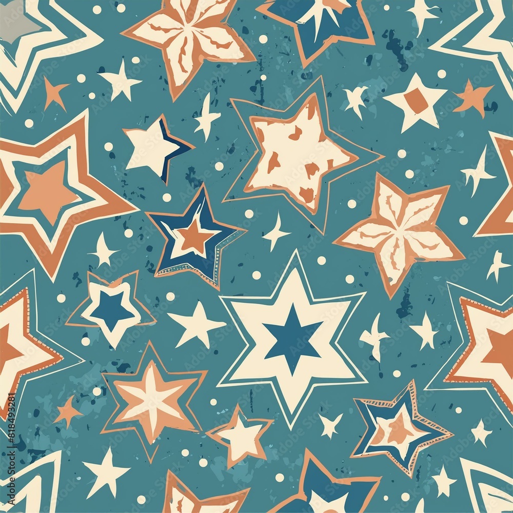 Magic starry night. Seamless  pattern with stars texture marble