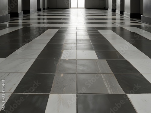 Tiled floor, grey and white, clean texture, generative AI © Zohaib
