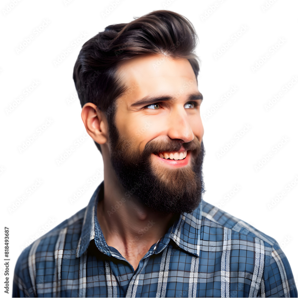Portrait of a handsome beard man smiling Isolated on transparent background Portrait of a handsome beard man smiling Isolated on transparent background