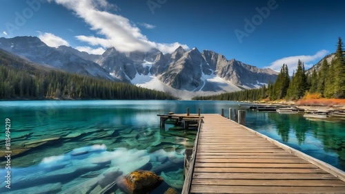 Tranquil Beauty of a Snowy Lakeside Dock