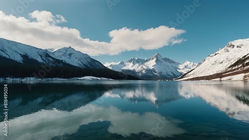 Mountain Lake With Snow-Capped Peaks