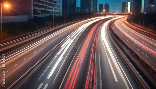 Wallpaper Mural High speed urban traffic on a city highway during evening rush hour, car headlights and busy night transport captured by motion blur lighting effect and abstract long exposure photography Torontodigital.ca
