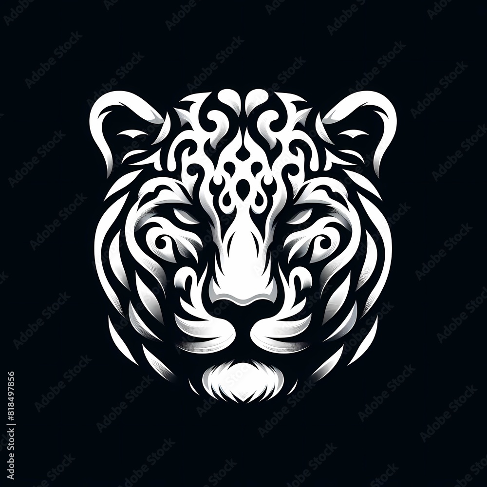 stylized logo featuring a fierce and majestic leopard, all in white against a black background stylized logo featuring a fierce and majestic leopard, all in white against a black background
