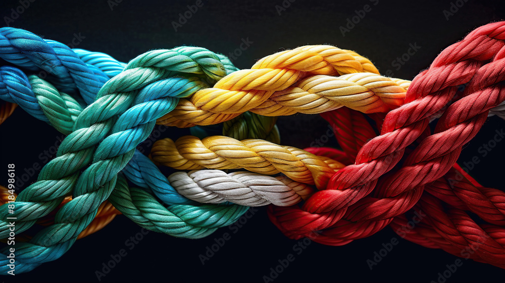 Team rope diverse strength connect partnership together teamwork unity communicate support. Strong diverse network rope team concept integrate braid color background cooperation empower power Team rope diverse strength connect partnership together teamwork unity communicate support. Strong diverse network rope team concept integrate braid color background cooperation empower power