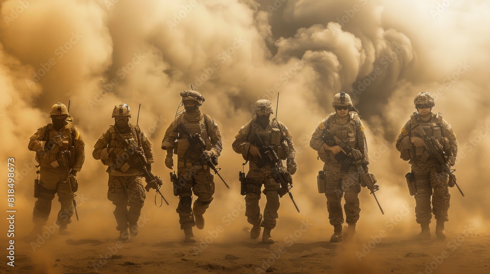 military men, A group of Several modern soldiers on a background of dusty and smoke, military operations, special operations. military men, A group of Several modern soldiers on a background of dusty and smoke, military operations, special operations.