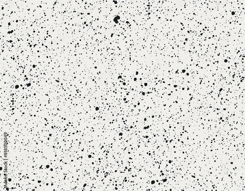 Seamless distressed black paint specks or dust and smudge speckles on white dirty urban grunge background texture.