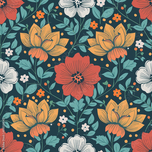 floral pattern vector design for paper  cover  fabric  interior and other users   dark tone