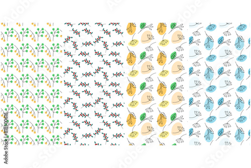 Rosehip Berry twigs and branches Seamless patterns Abstract background Texture Set o4 Wallpaper idea