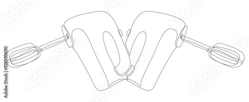 One continuous line of Electric Mixer. Thin Line Illustration vector concept. Contour Drawing Creative ideas.