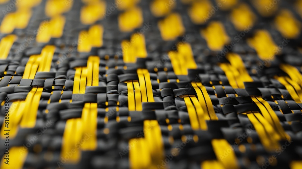 Obraz premium High-Tech Kevlar Surface with Woven Pattern in Yellow and Black - Durable Textured Background for Technology Concepts