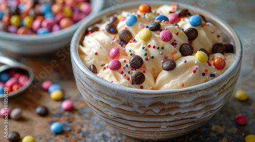 Delicious vanilla frozen Yogurt with smarties
