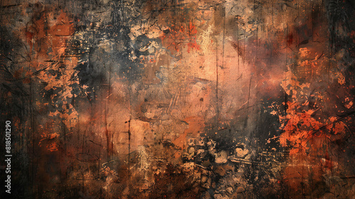 A textured grunge background featuring dark, rough patches and worn-out areas, ideal for edgy and artistic projects photo