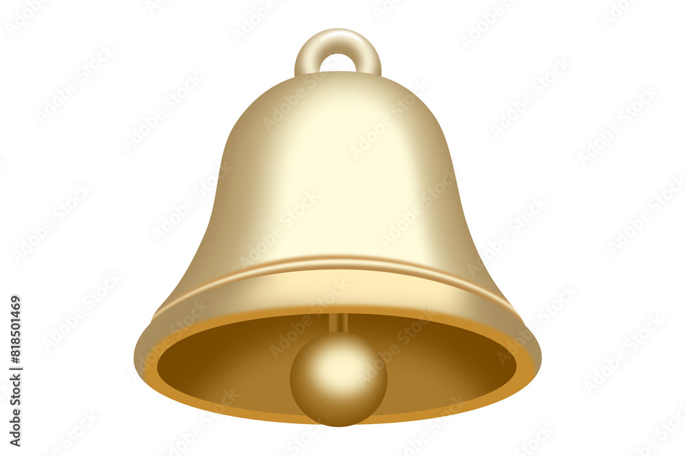 3D illustration of a shiny golden bell or bell icon isolated on transparent background. 3D illustration of a shiny golden bell or bell icon isolated on transparent background.