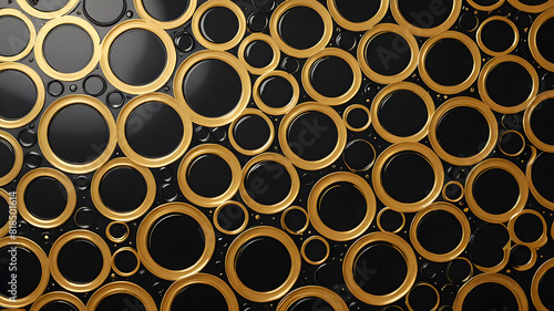 abstract geometric black gold pattern.illustration with circles and dots painted in oil 