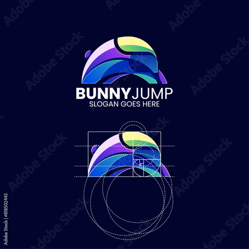 Vector Logo Illustration Bunny Gradient Colorful Style