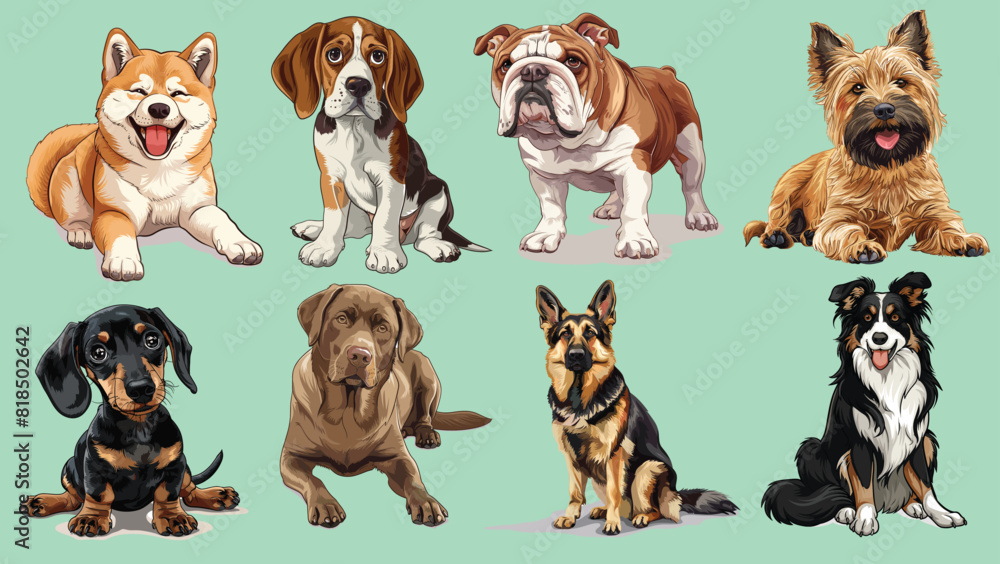 Add a touch of canine charm to your projects with this delightful collection of vector dog illustrations.