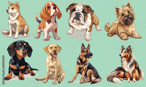 Add a touch of canine charm to your projects with this delightful collection of vector dog illustrations.