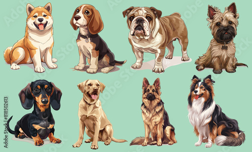 Add a touch of canine charm to your projects with this delightful collection of vector dog illustrations. © SkippyBlue