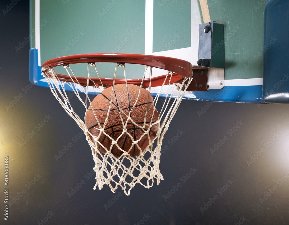 Scoring during a basketball game ball in hoop Scoring during a basketball game ball in hoop