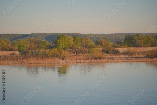 Landscape of the Volga River at sunset