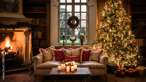 Christmas at the manor, English countryside decoration and festive interior decor © Anneleven