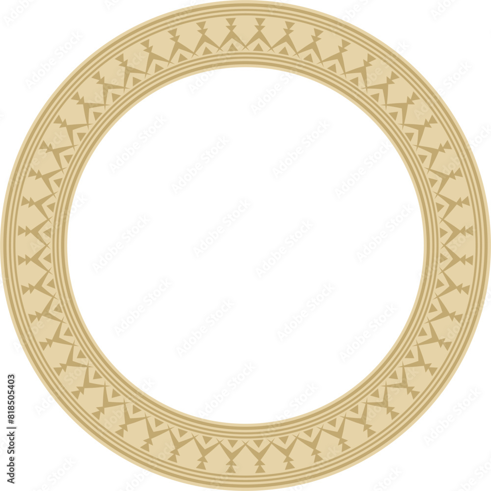 Vector gold round Yakut ornament. Endless circle, border, frame of the northern peoples of the Far East. Vector gold round Yakut ornament. Endless circle, border, frame of the northern peoples of the Far East.