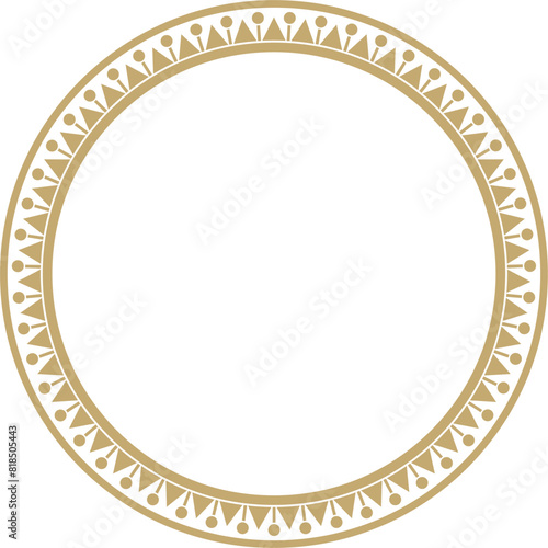 Vector golden round Turkish ornament. Ottoman circle, ring, frame.