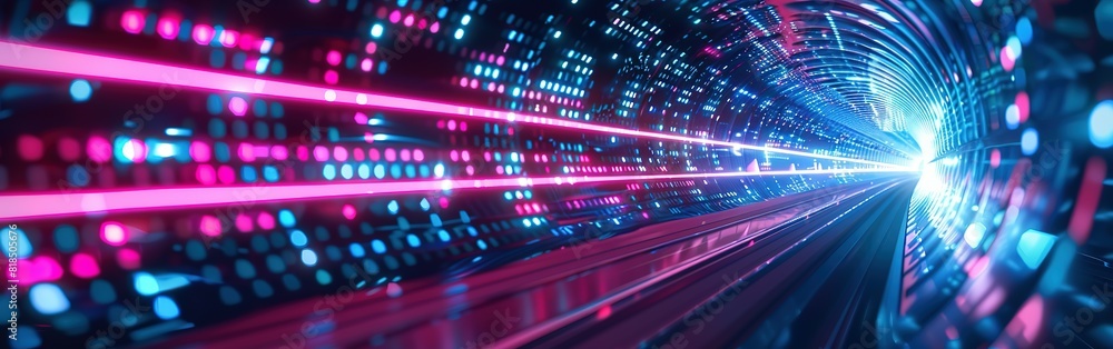 Abstract futuristic technology background with lines network high speed data transfer, big data, data center, server, internet, speed. dark blue and pink neon lights into digital technology tunnel Abstract futuristic technology background with lines network high speed data transfer, big data, data center, server, internet, speed. dark blue and pink neon lights into digital technology tunnel