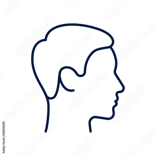 Man head line icon side view isolated on white background. © Maman